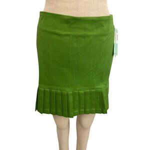 Vintage Y2K Necessary Objects Green Pleated Trim Skirt S Cotton Spandex Made In